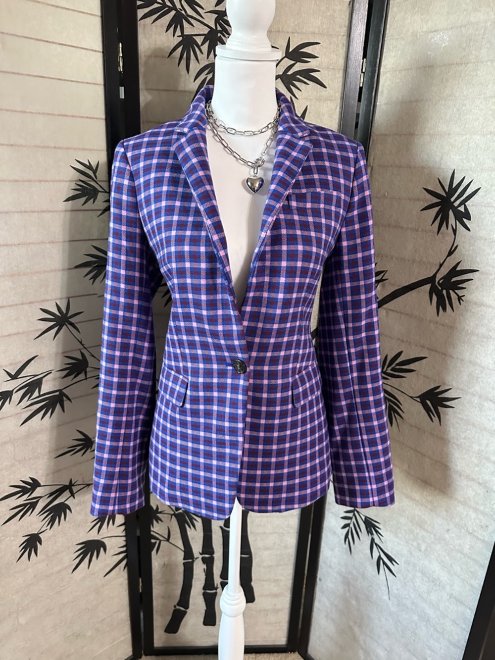 J.Crew Regent Blazer in Mott Plaid Royal Petunia Size 10